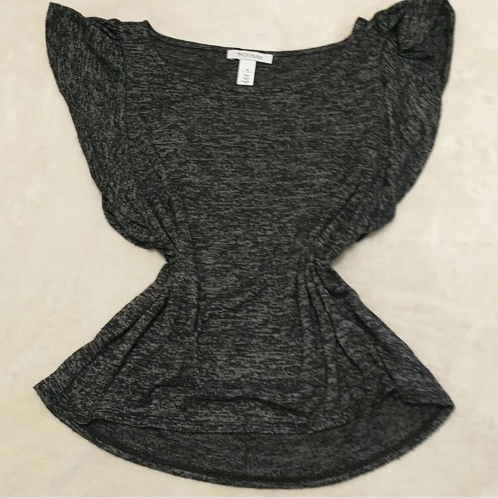 White House Black Market Heathered Gray And Black Short Sleeve Top
